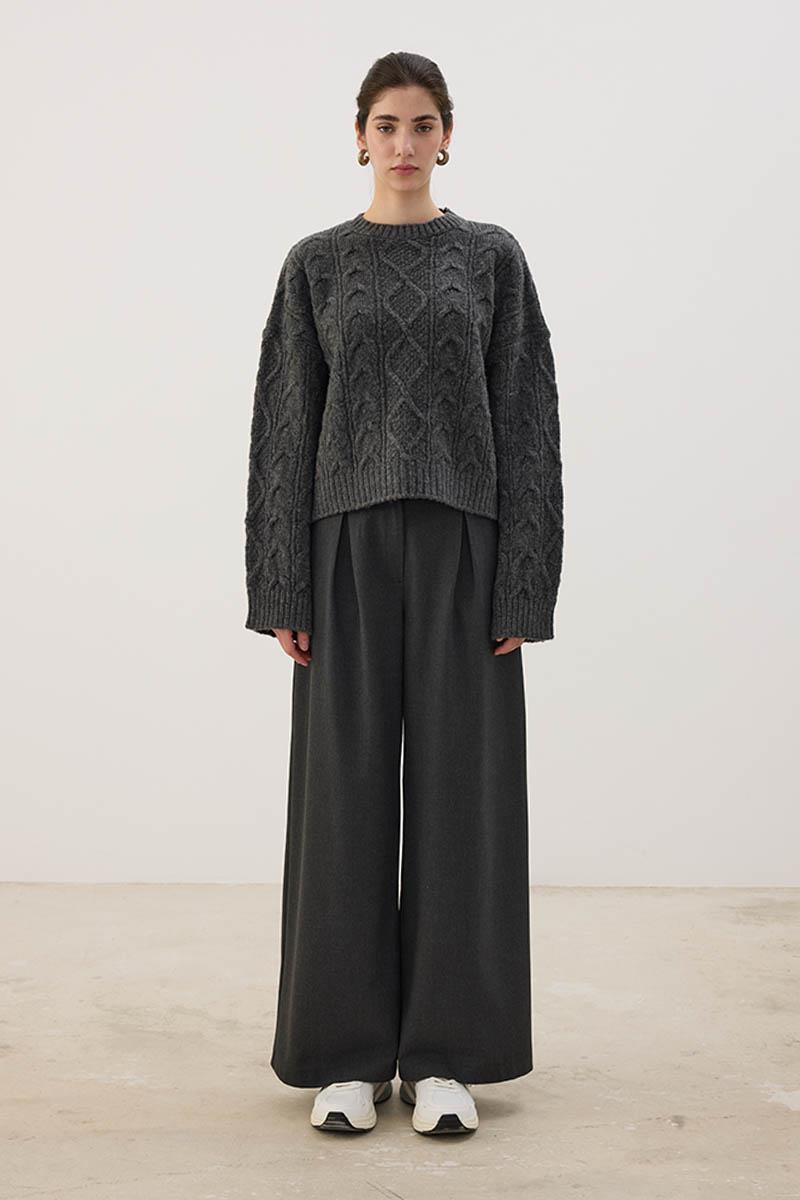 A Pileli Palazzo Pantolon Antrasit