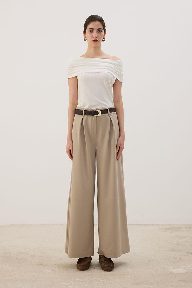 A Pileli Palazzo Pantolon Bej