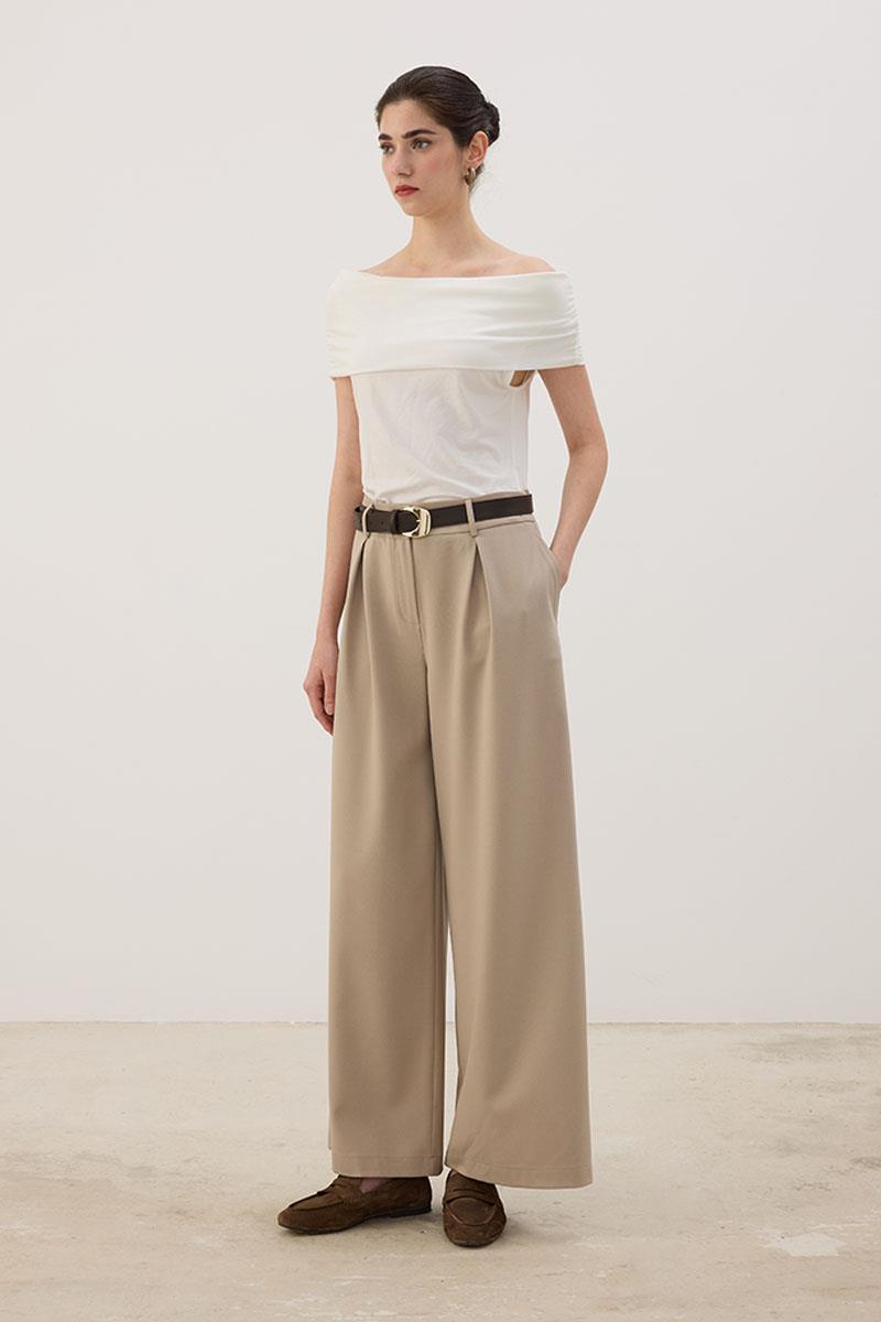 A Pileli Palazzo Pantolon Bej