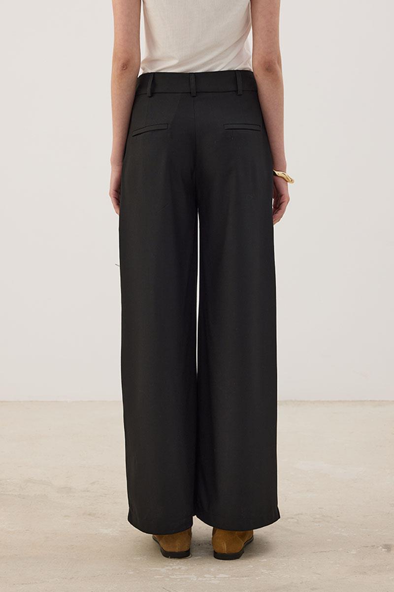 A Pileli Palazzo Pantolon Siyah