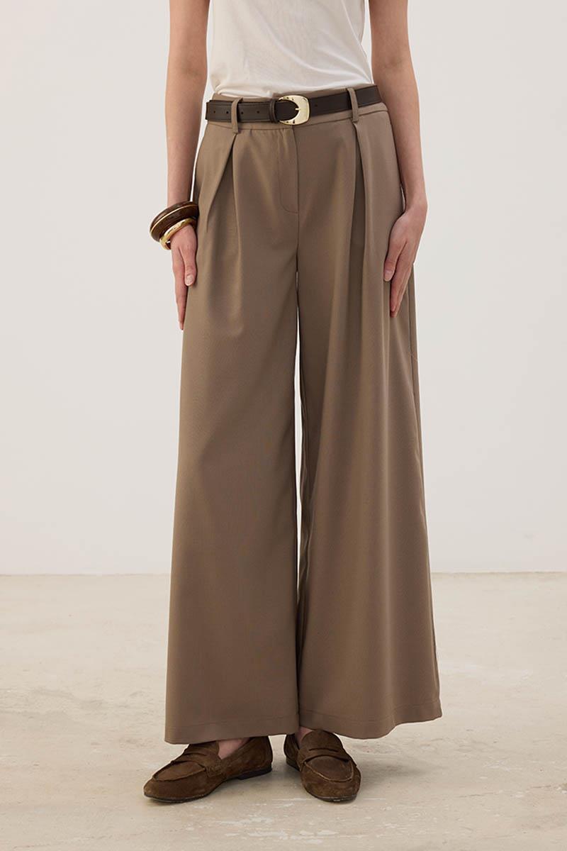 A Pileli Palazzo Pantolon Vizon