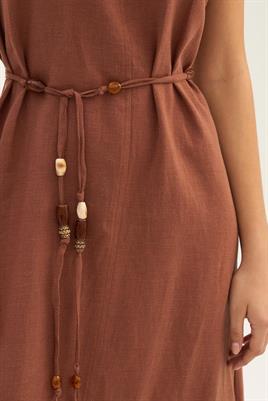 Ahşap Boncuk Kemerli Jile Kahve