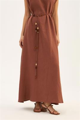 Ahşap Boncuk Kemerli Jile Kahve