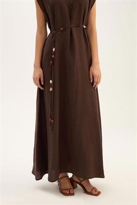 Ahşap Boncuk Kemerli Jile Acı kahve