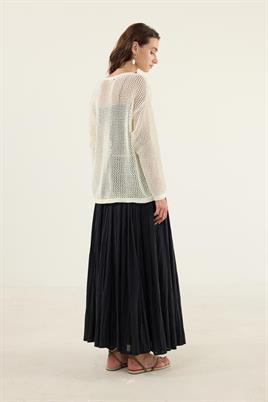 Ajurlu Triko Bluz Ekru