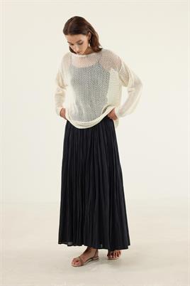 Ajurlu Triko Bluz Ekru