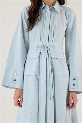 Aller Detaylı %100 Pamuk Elbise Buz Mavisi