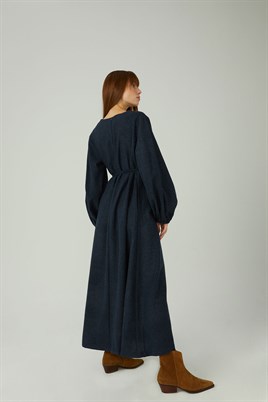 Anvelop Yün Elbise Lacivert
