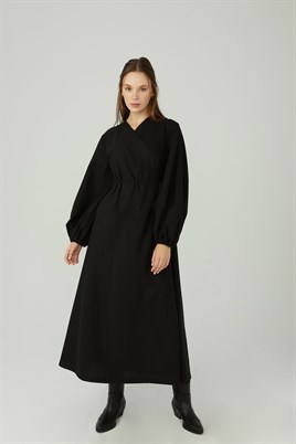 Anvelop Yün Elbise Siyah