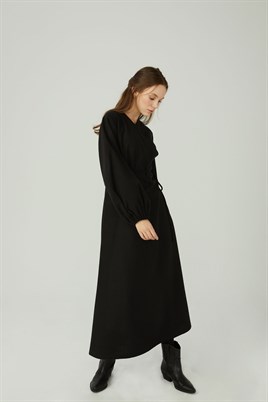 Anvelop Yün Elbise Siyah