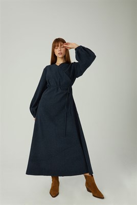 Anvelop Yün Elbise Lacivert