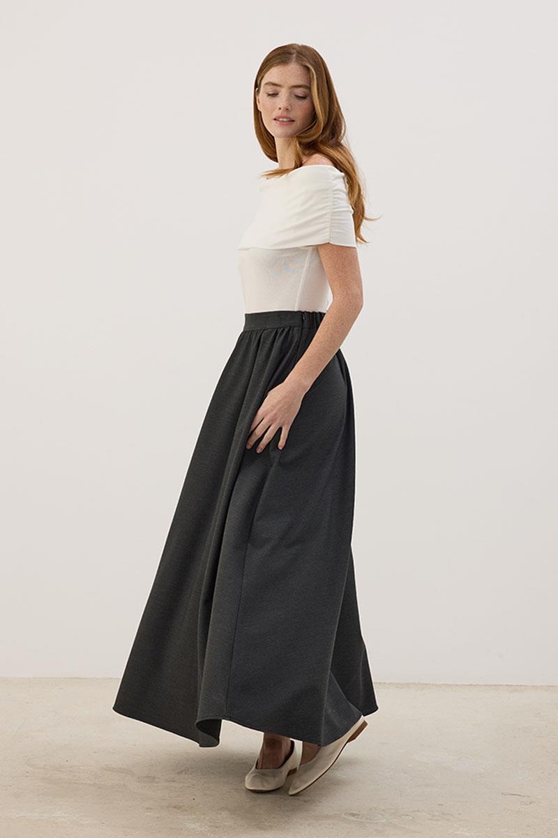 Arka Lastikli Gabardin Etek Antrasit