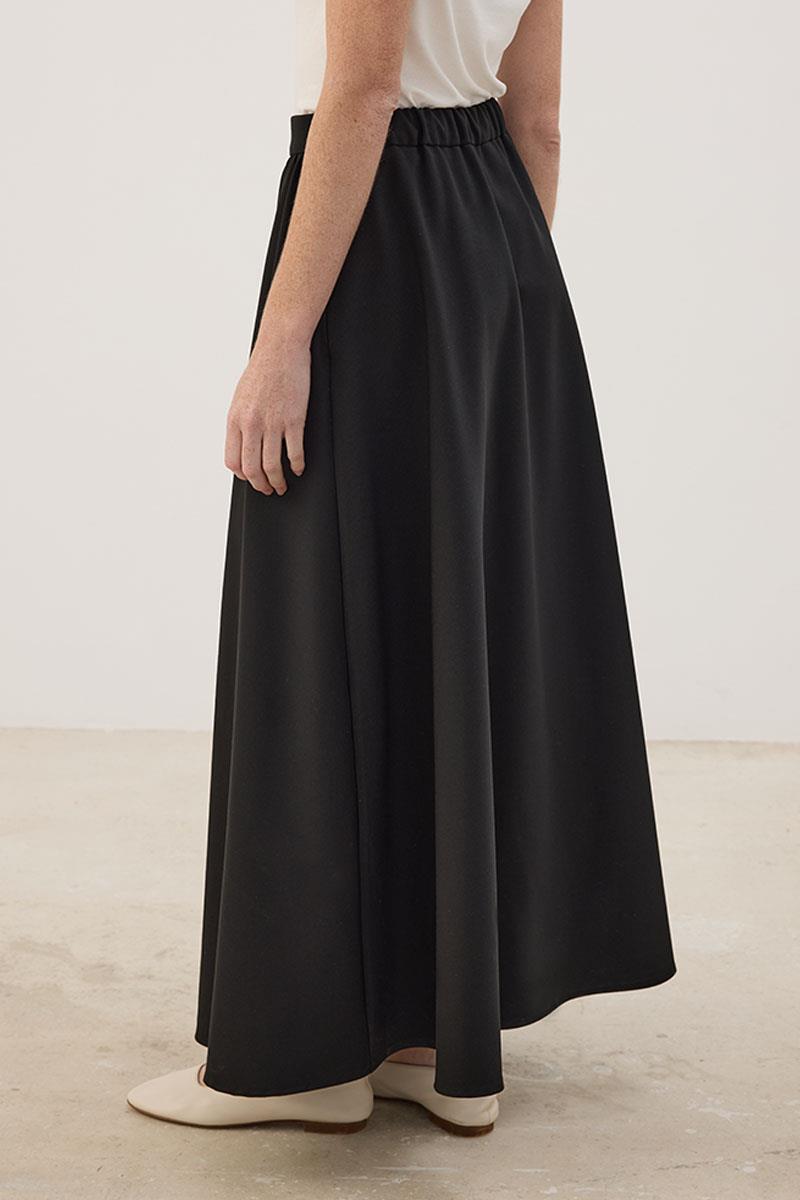 Arka Lastikli Gabardin Etek Siyah