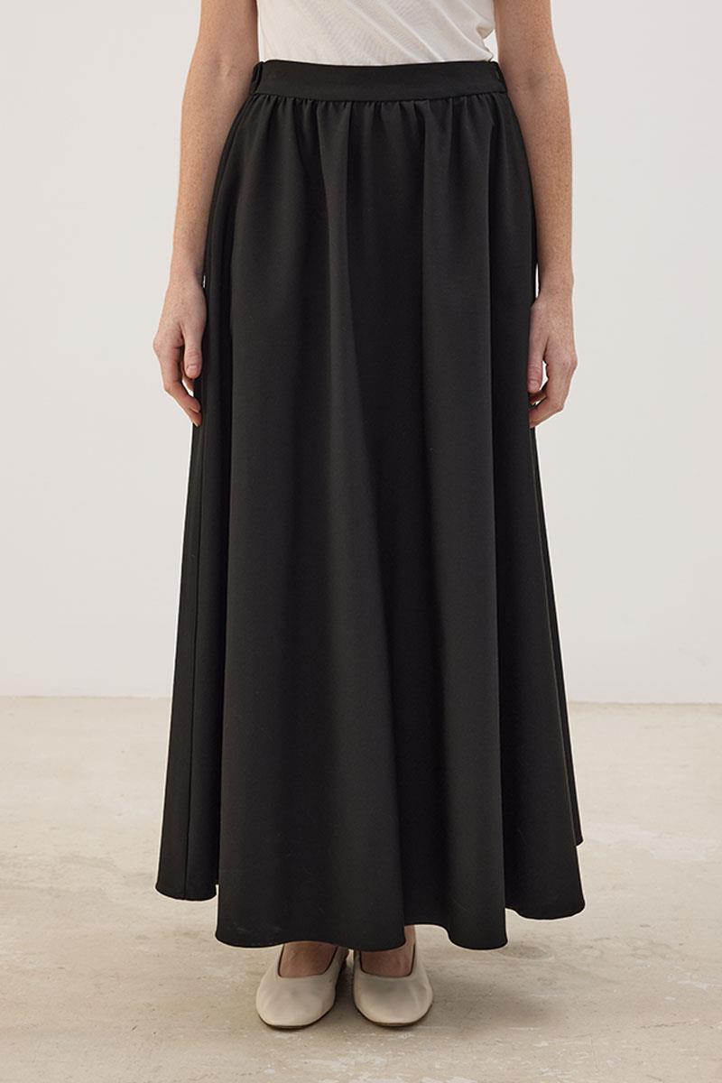 Arka Lastikli Gabardin Etek Siyah