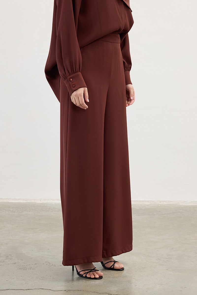 Arka Lastikli Pantolon Kızıl Kahve