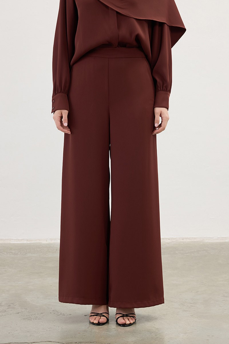 Arka Lastikli Pantolon Kızıl Kahve