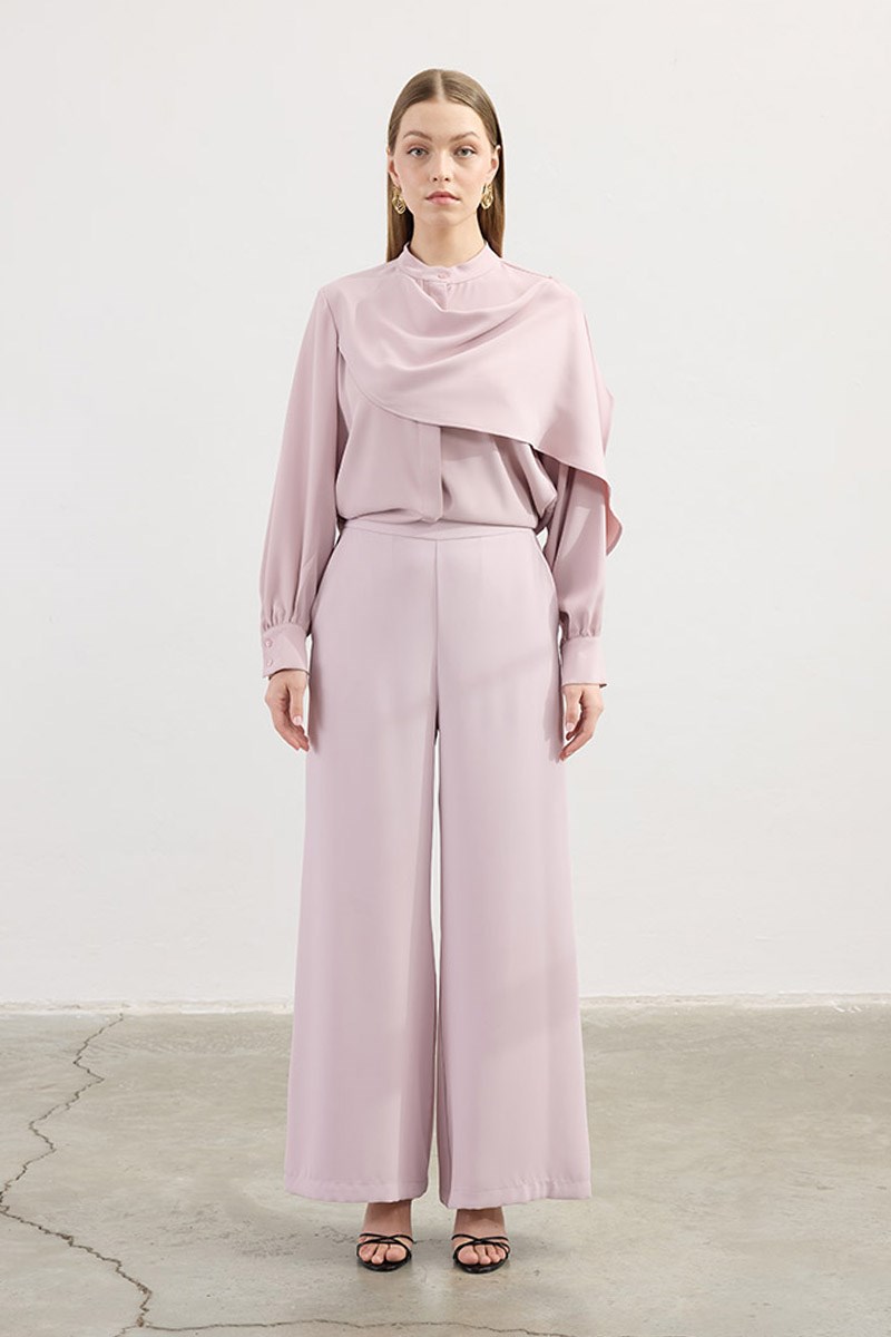 Arka Lastikli Pantolon Pudra