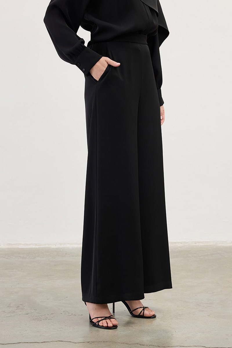 Arka Lastikli Pantolon Siyah