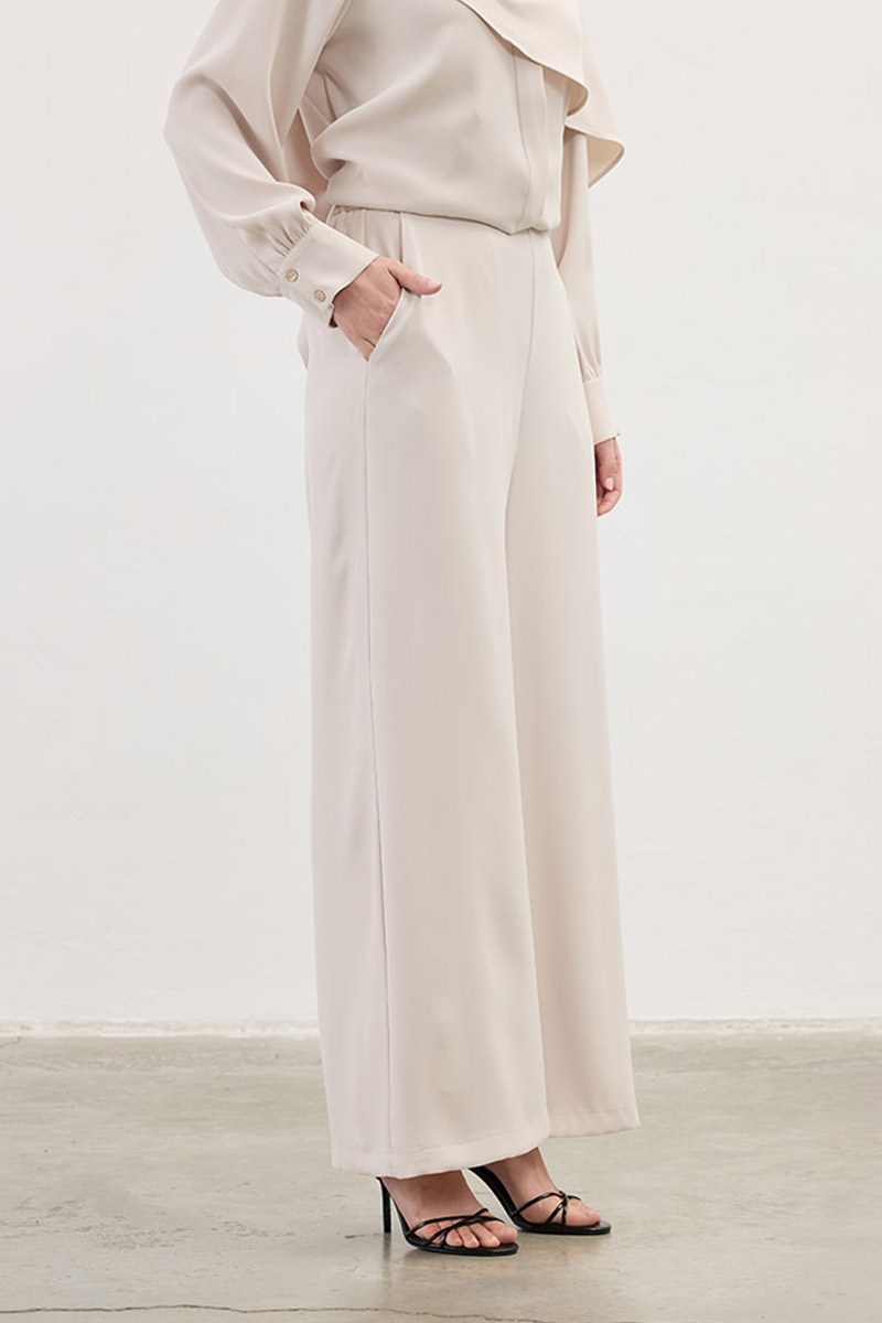 Arka Lastikli Pantolon Taş