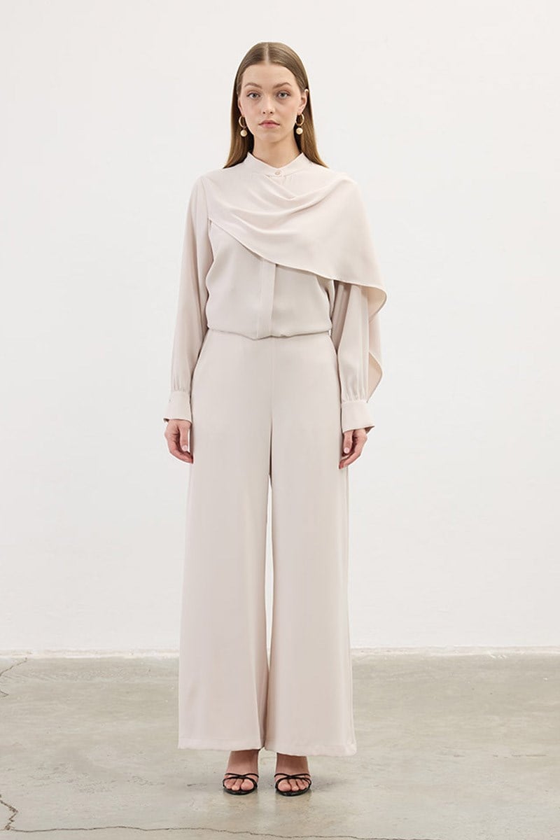 Arka Lastikli Pantolon Taş