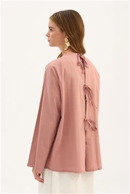 Arkası Fiyonklu Bluz Pudra