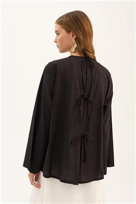 Arkası Fiyonklu Bluz Siyah