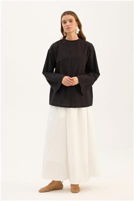 Arkası Fiyonklu Bluz Siyah