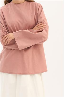 Arkası Fiyonklu Bluz Pudra