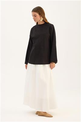 Arkası Fiyonklu Bluz Siyah