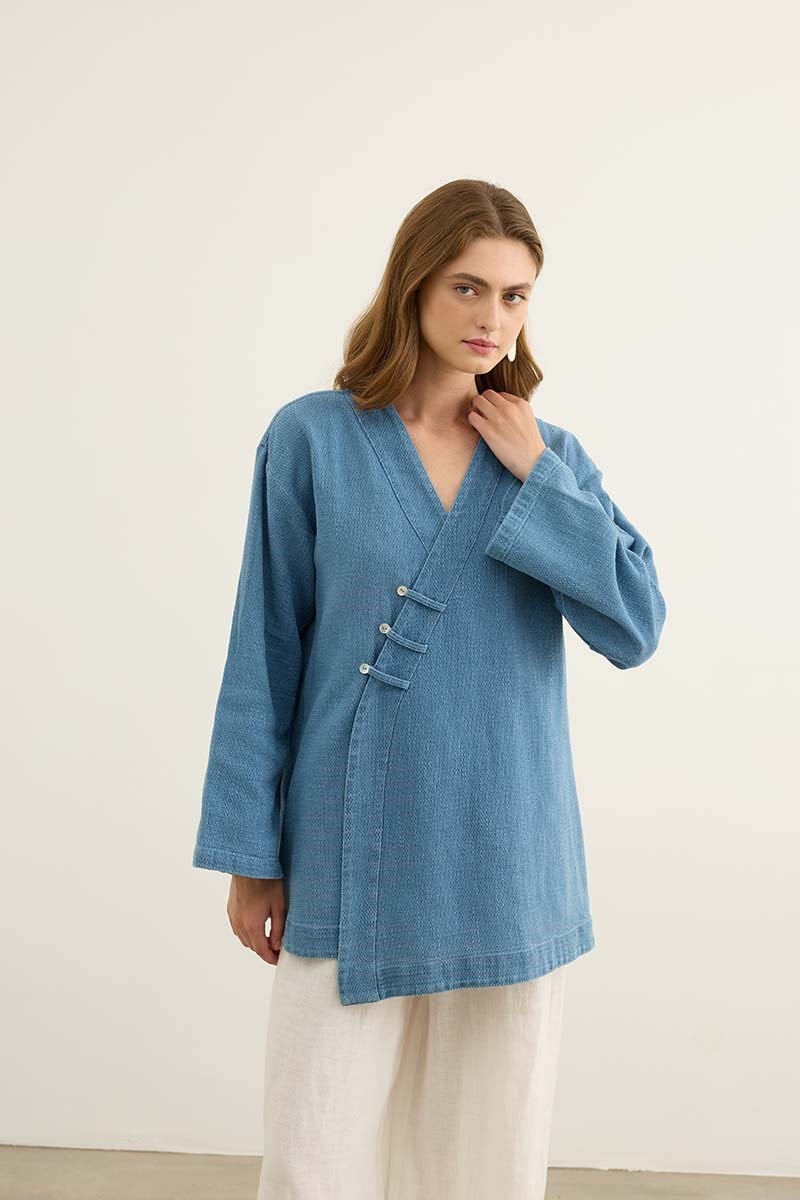 Armür Kot Uzun Kimono Mavi
