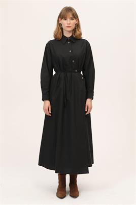 Asimetrik Kesim Elbise Siyah