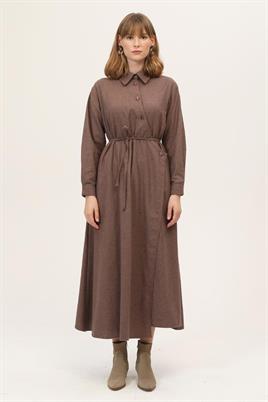 Asimetrik Kesim Elbise Kahverengi