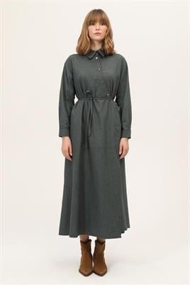 Asimetrik Kesim Elbise Koyu yeşil