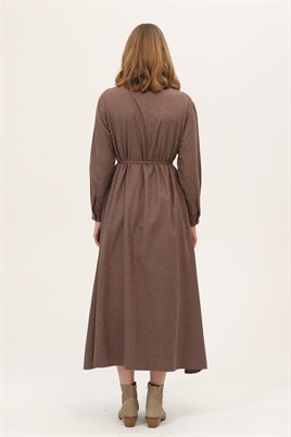 Asimetrik Kesim Elbise Kahverengi