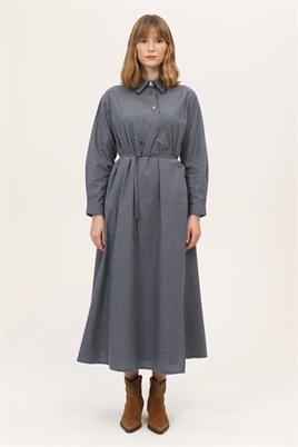 Asimetrik Kesim Elbise İndigo