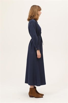 Asimetrik Kesim Elbise Lacivert