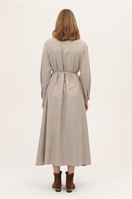 Asimetrik Kesim Elbise Sütlükahve