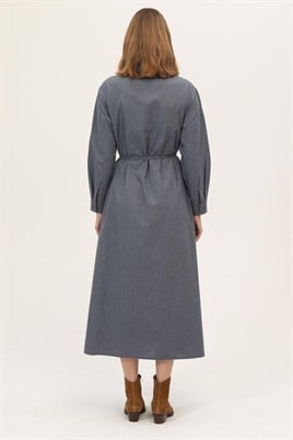 Asimetrik Kesim Elbise İndigo