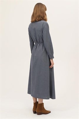 Asimetrik Kesim Elbise İndigo