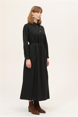 Asimetrik Kesim Elbise Siyah