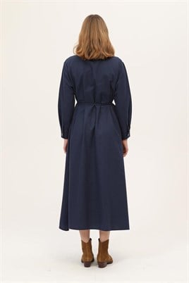 Asimetrik Kesim Elbise Lacivert