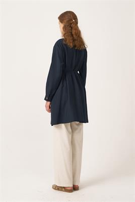 Asimetrik Kesim Gömlek Lacivert