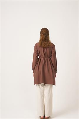 Asimetrik Kesim Gömlek Kahverengi