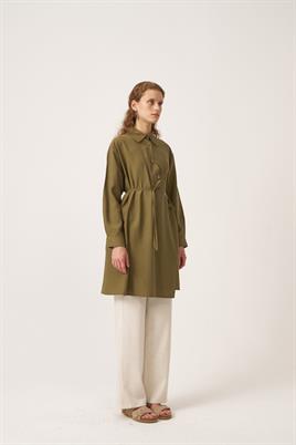 Asimetrik Kesim Gömlek Haki