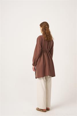 Asimetrik Kesim Gömlek Kahverengi