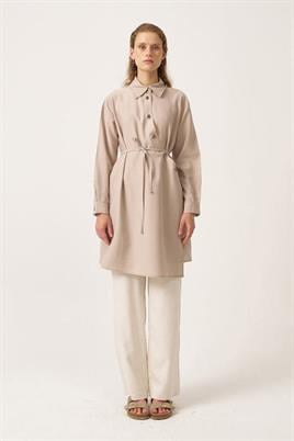 Asimetrik Kesim Gömlek Bej