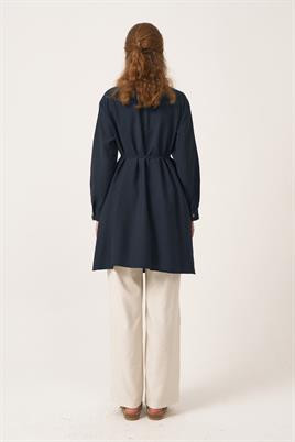 Asimetrik Kesim Gömlek Lacivert