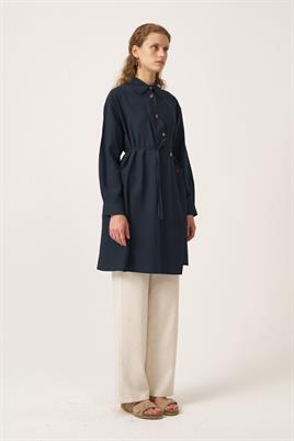 Asimetrik Kesim Gömlek Lacivert