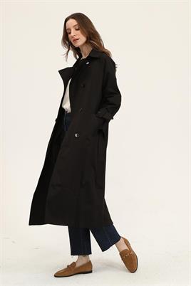 Astarlı Trençkot Siyah