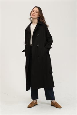 Astarlı Trençkot Siyah